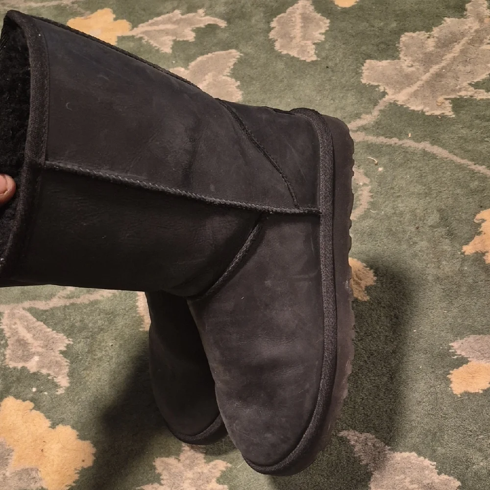 UGG Classic Short Black Suede Winter Boots